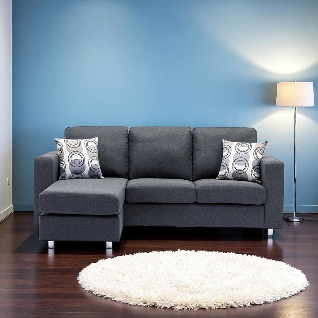 City Sectional Sofa With Fabric Upholstery & Reversible Chaise - Enticing Grey