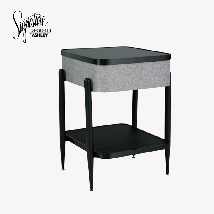 A4000550 Jorvalee Built-In Speaker Accent Table With Wireless & USB Charging - Black/ Grey | Signature Design By Ashley