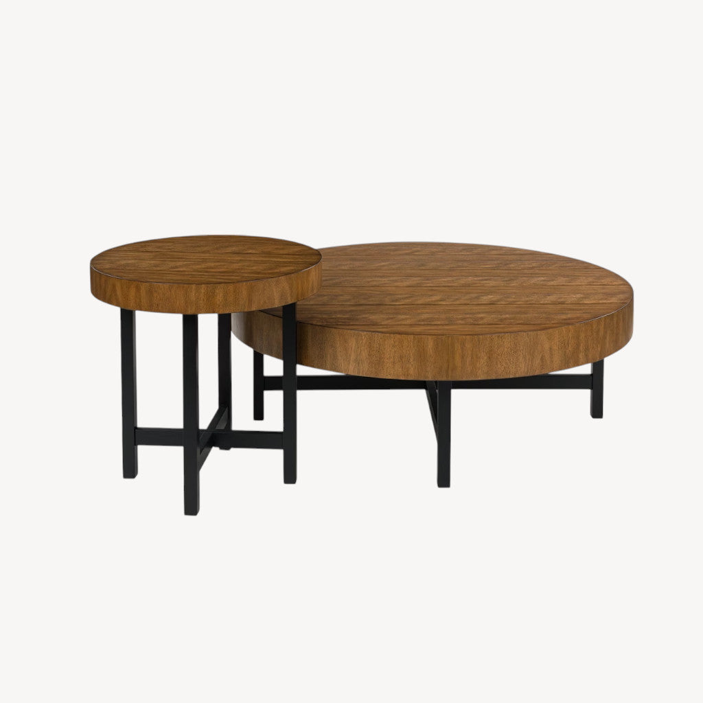 T575-12 Steenlage Tables Set (Pack of 2) Brown/Black | Signature Design By Ashley