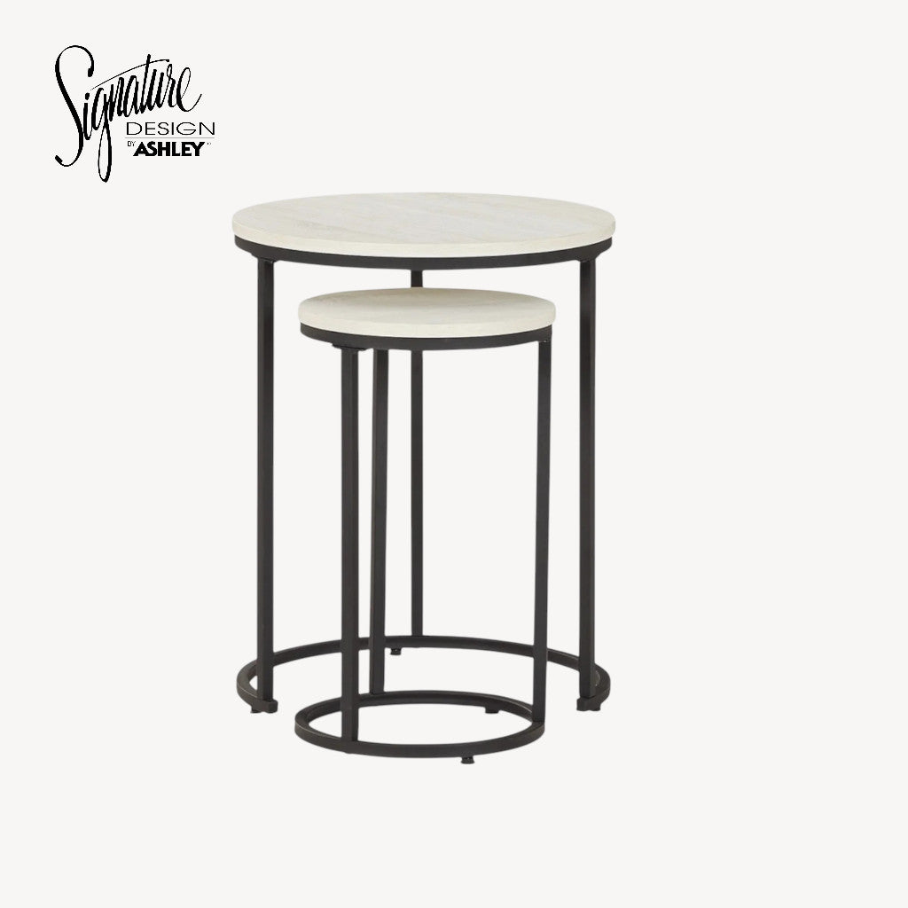 A4000225 Briarsboro Accent Table In White/ Black Finish (Set of 2) | Signature Design By Ashley