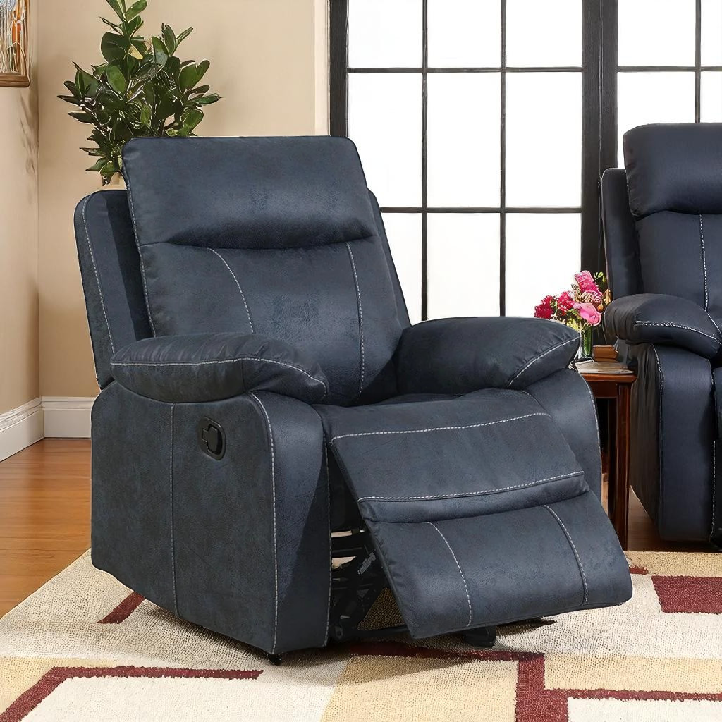 Velmor 3-Piece Recliner Set In Fabric Upholstery – Blue