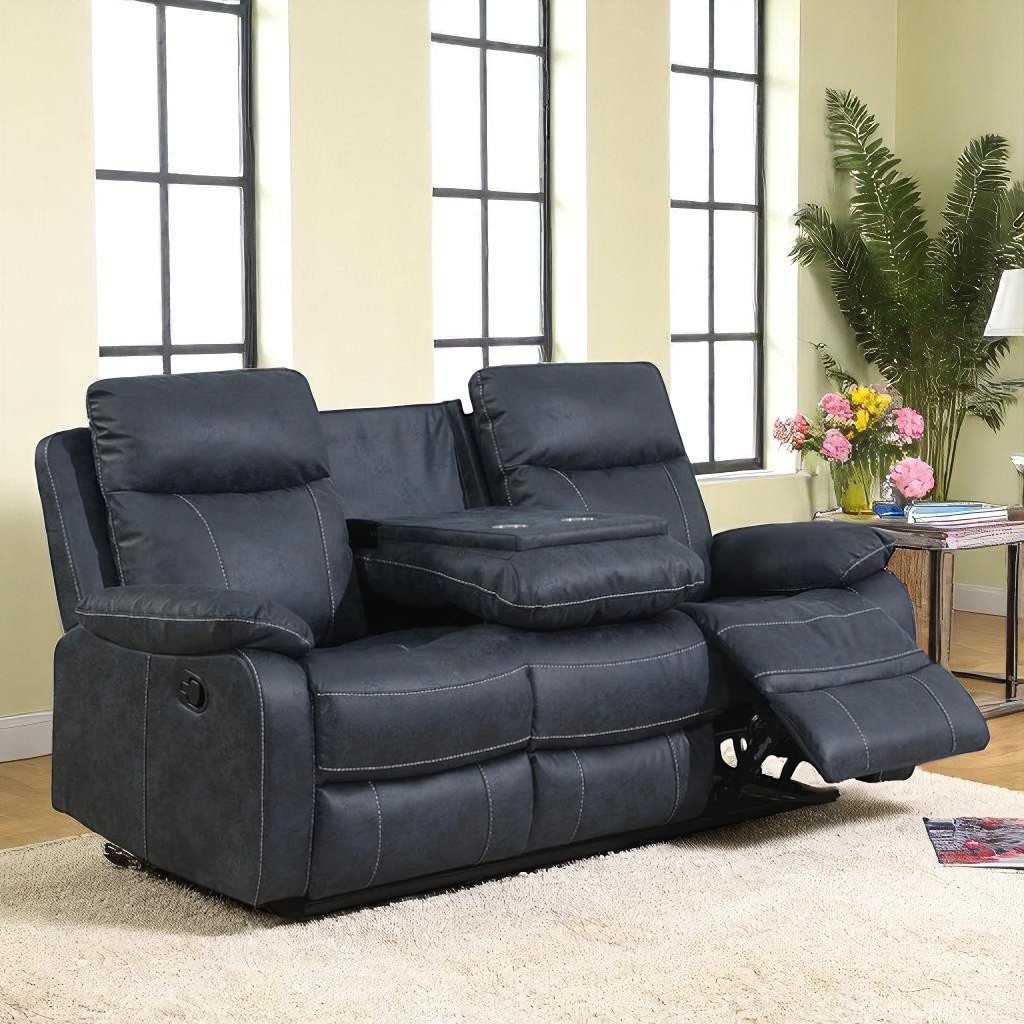 Velmor 3-Piece Recliner Set In Fabric Upholstery – Blue