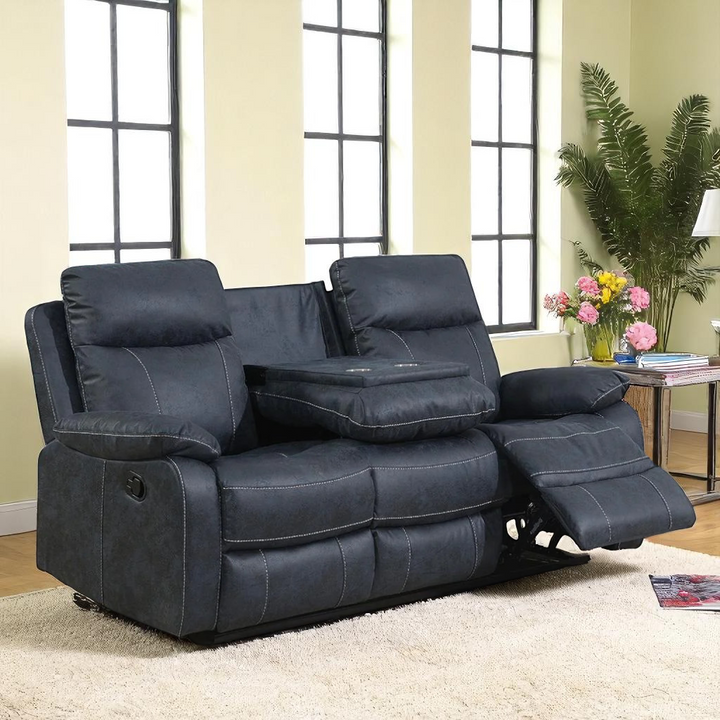 Velmor 3-Piece Recliner Set In Fabric Upholstery – Blue