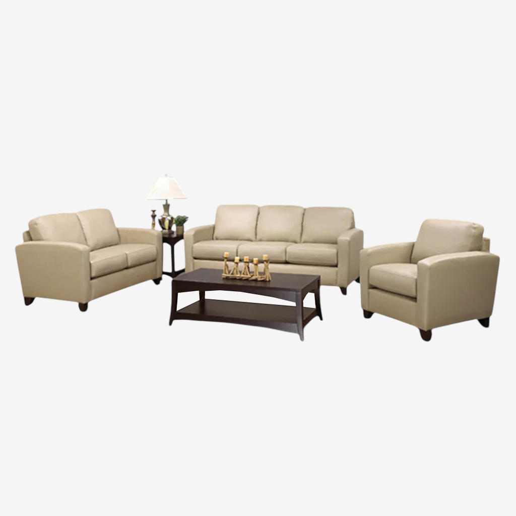 Liora 3-Piece Sofa Set In Leather Upholstery - Buff