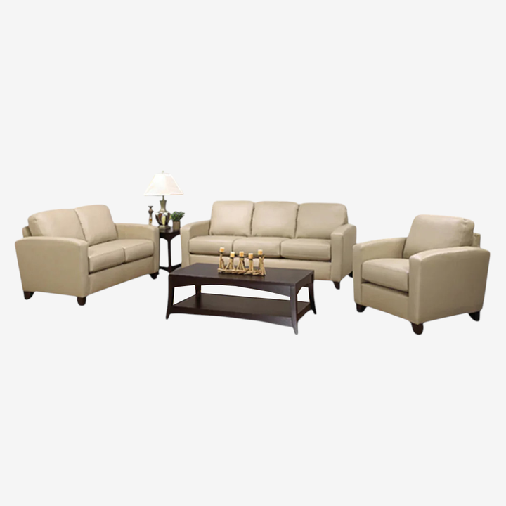 Liora 3-Piece Sofa Set In Leather Upholstery - Buff