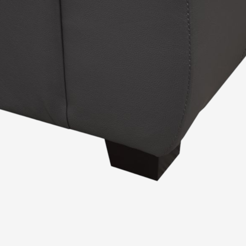 Seville 3-Piece Sofa Set In Leather Upholstery - Dark Grey