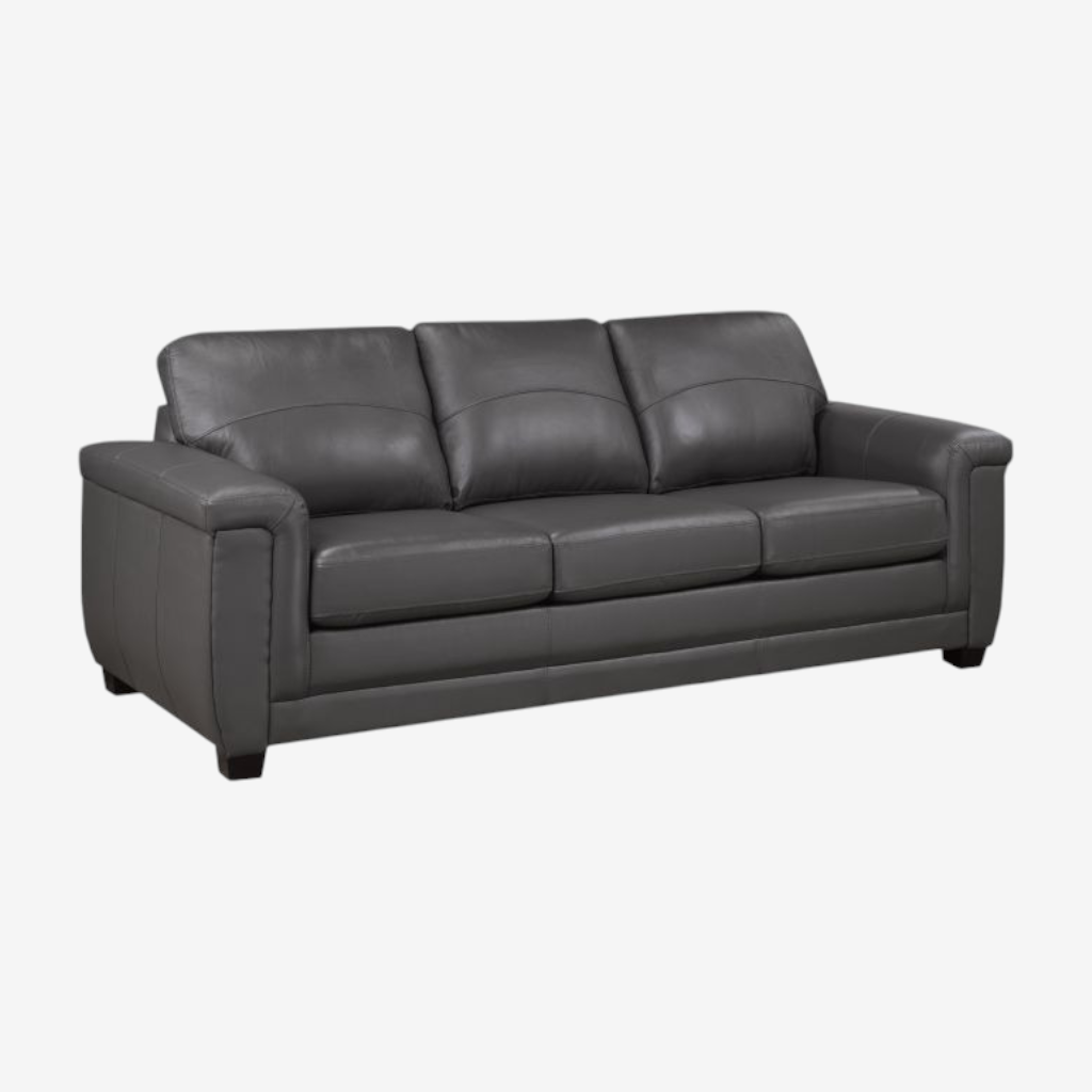 Seville 3-Piece Sofa Set In Leather Upholstery - Dark Grey