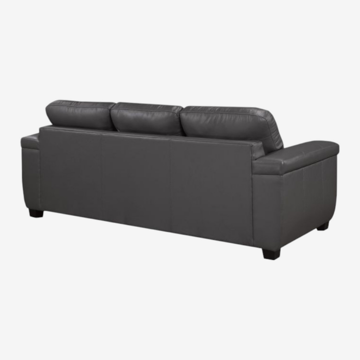 Seville 3-Piece Sofa Set In Leather Upholstery - Dark Grey