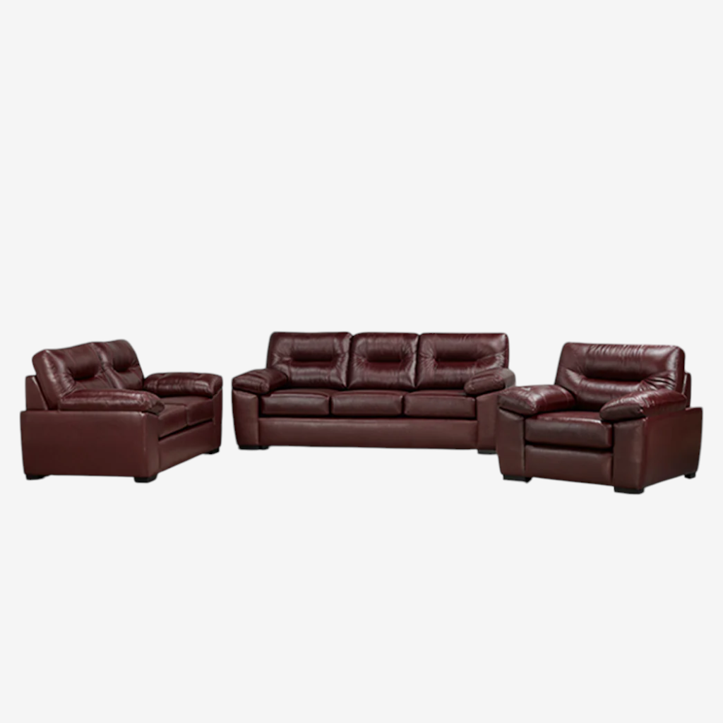 Savoy 3-Piece Sofa Set In Leather Upholstery - Merlot