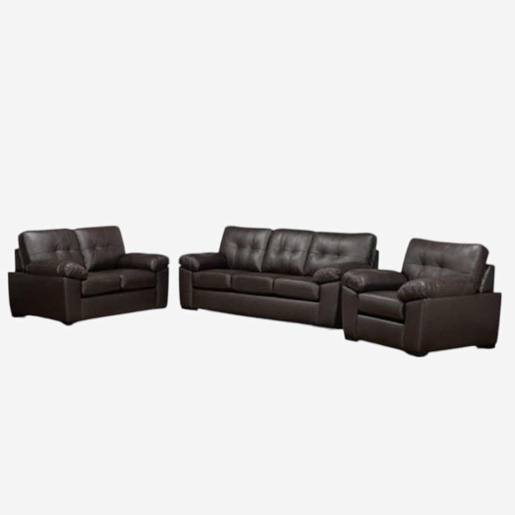 Diora 3-Piece Sofa Set In Leather Upholstery - Chocolate