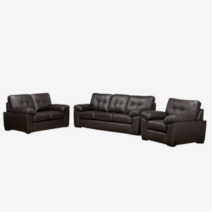 Diora 3-Piece Sofa Set In Leather Upholstery - Chocolate