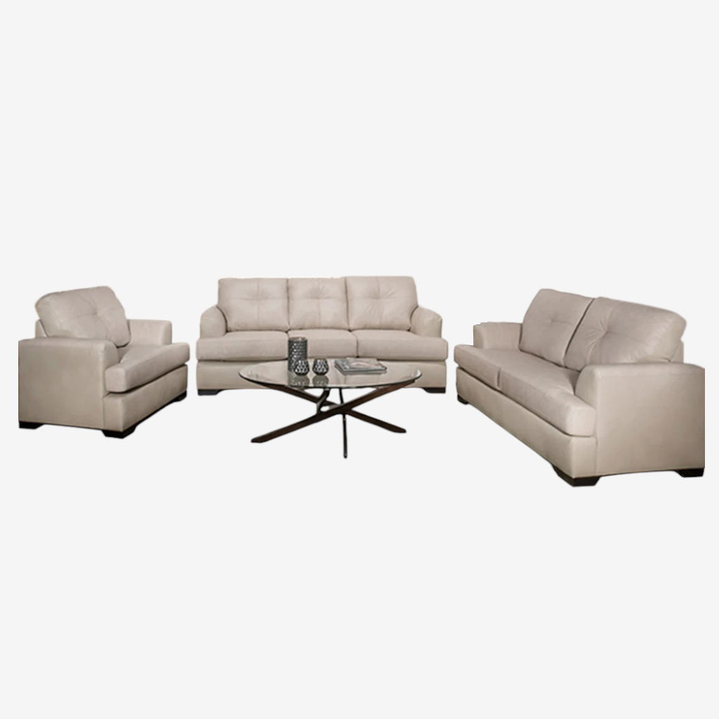 Oslo 3-Piece Sofa Set In Leather Upholstery - Bisque