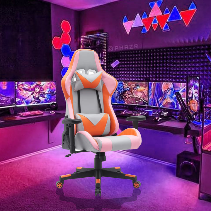 Elite Ergonomic Gaming Chair In Grey/ Orange Finish