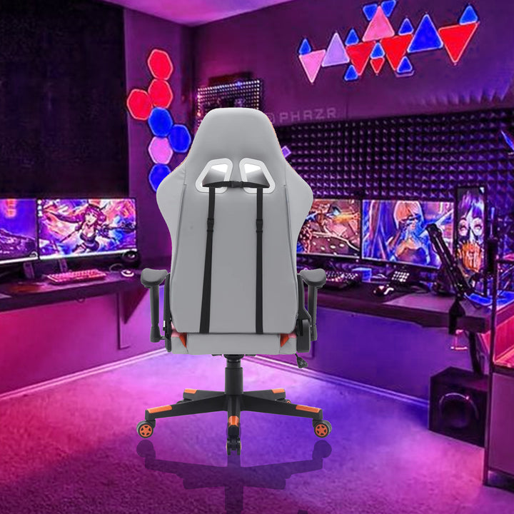 Elite Ergonomic Gaming Chair In Grey/ Orange Finish