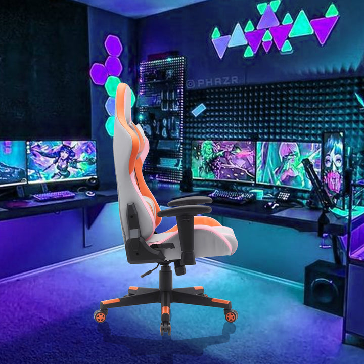 Elite Ergonomic Gaming Chair In Grey/ Orange Finish