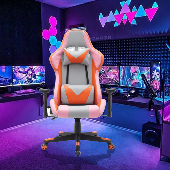 Elite Ergonomic Gaming Chair In Grey/ Orange Finish