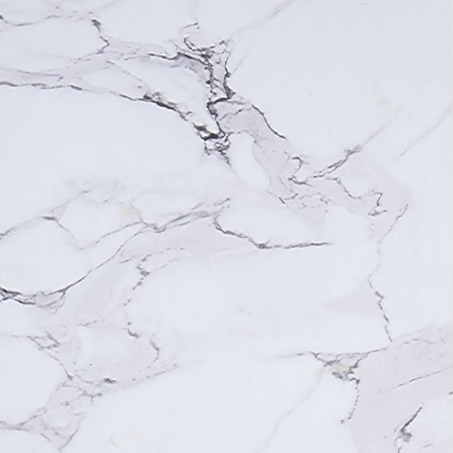 Livo Round Dining Table With Metallic Base - White Faux Marble/ Black | Available in 40" & 48" Sizes