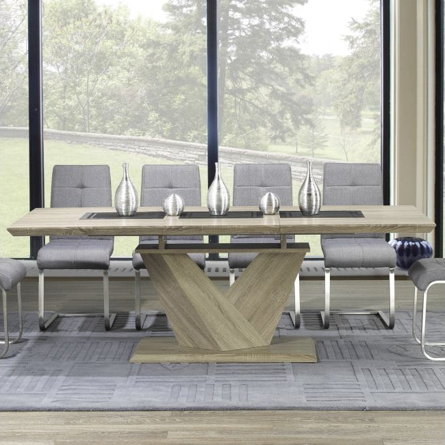 Nexora Extendable Wooden Dining Table - Washed Oak