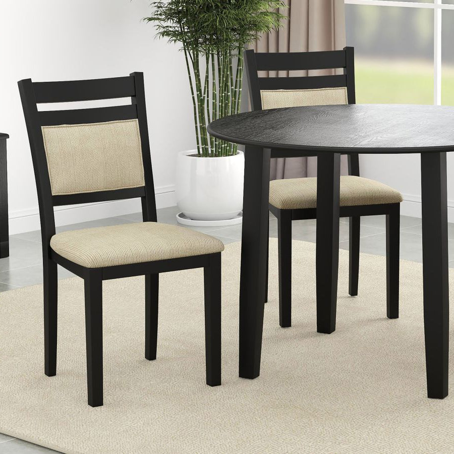 Ellis Dining Chairs in  Black & Beige (Set of 2)