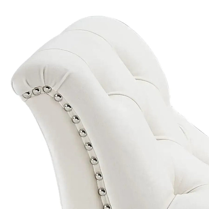 Joy Velvet Upholstered Bench With Nail Head Detailing - Ivory