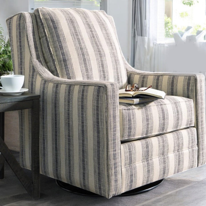 A3000207 Kambria Swivel Glider Accent Chair In Ivory/ Black Finish | Signature Design By Ashley