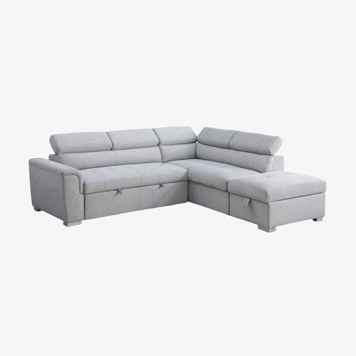 Logan Fabric Upholstered Sectional Sofa Bed - Grey | Available In RHF & LHF Configuration