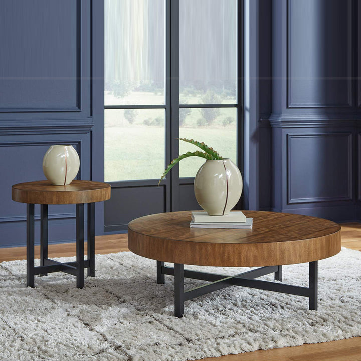 T575-12 Steenlage Tables Set (Pack of 2) Brown/Black | Signature Design By Ashley