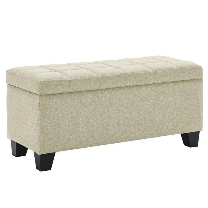 Oscar Rectangular Storage Ottoman Bench In Beige Finish