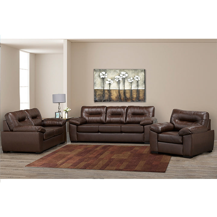 Savoy 3-Piece Sofa Set In Leather Upholstery - Brown