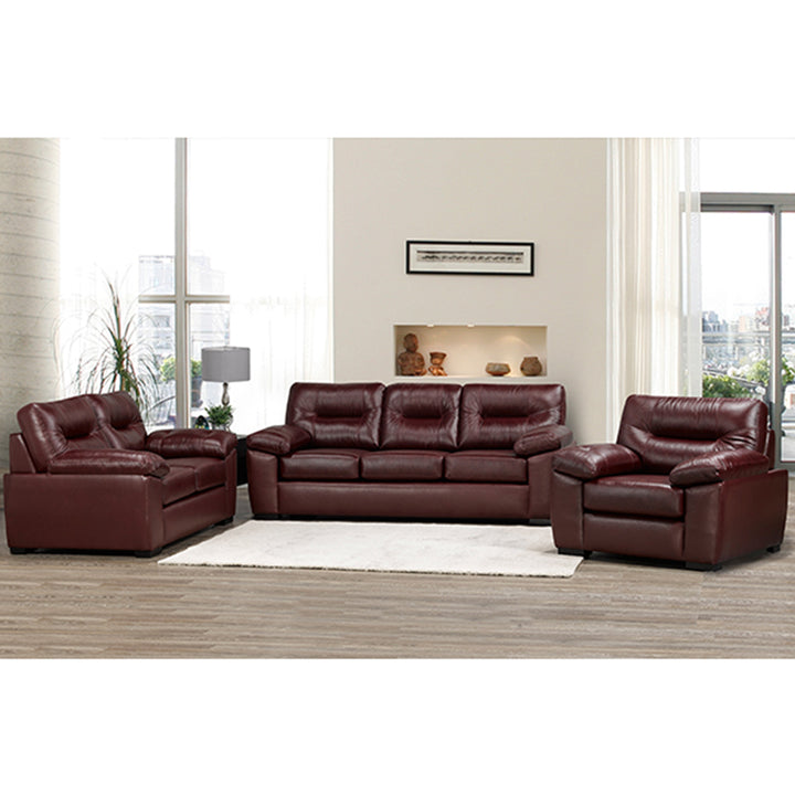 Savoy 3-Piece Sofa Set In Leather Upholstery - Merlot