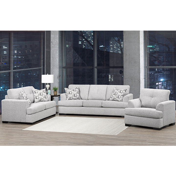 Oslo 3-Piece Sofa Set In Fabric Upholstery - Light Grey