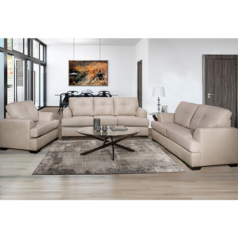 Oslo 3-Piece Sofa Set In Leather Upholstery - Bisque