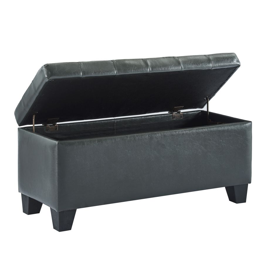 Frank Rectangular Storage Ottoman Bench In Grey Finish