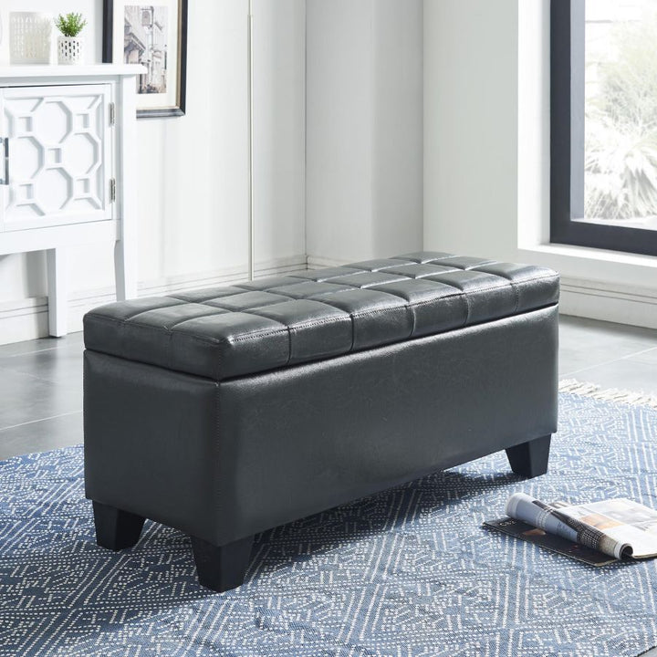 Frank Rectangular Storage Ottoman Bench In Grey Finish