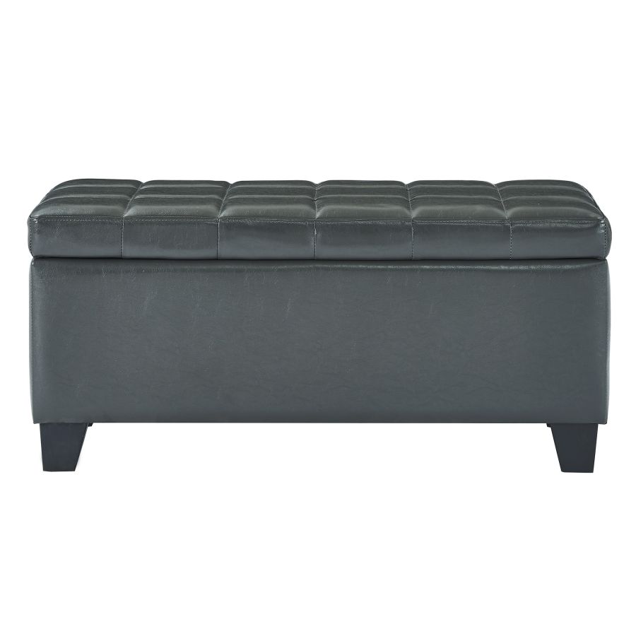 Frank Rectangular Storage Ottoman Bench In Grey Finish