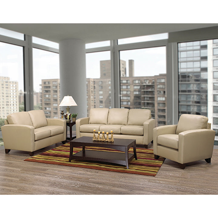 Liora 3-Piece Sofa Set In Leather Upholstery - Buff