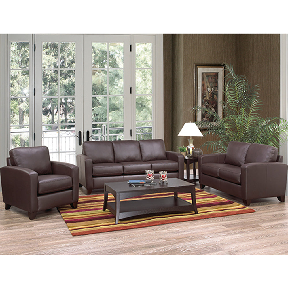 Liora 3-Piece Sofa Set In Leather Upholstery - Chocolate