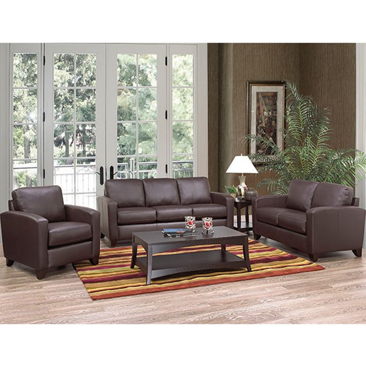 Liora 3-Piece Sofa Set In Leather Upholstery - Chocolate