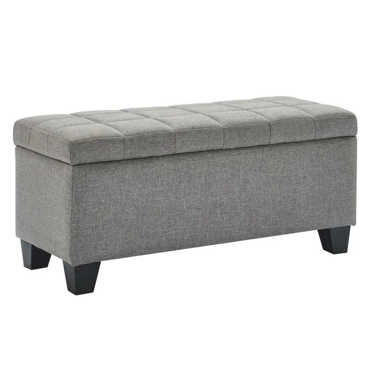 Oscar Rectangular Storage Ottoman Bench In Grey Finish