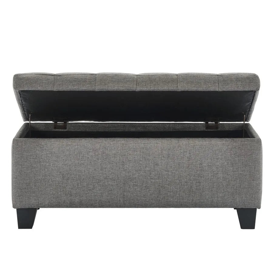 Oscar Rectangular Storage Ottoman Bench In Grey Finish