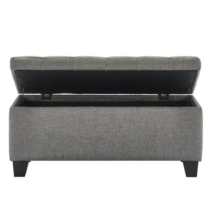 Oscar Rectangular Storage Ottoman Bench In Grey Finish