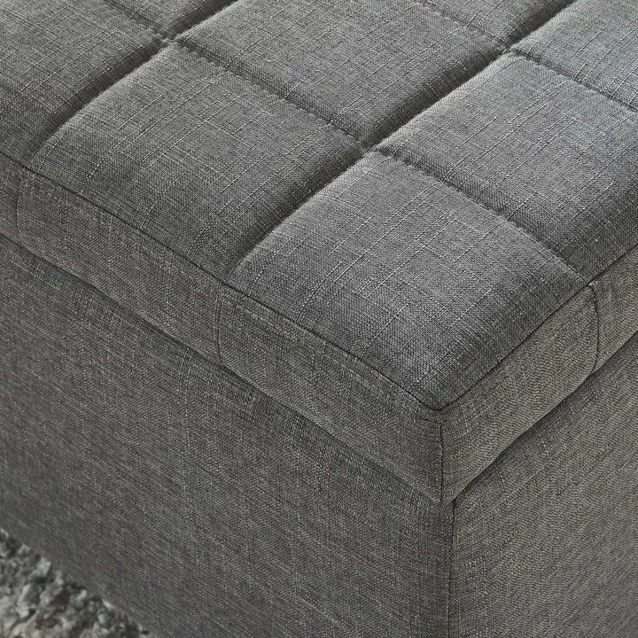 Oscar Rectangular Storage Ottoman Bench In Grey Finish