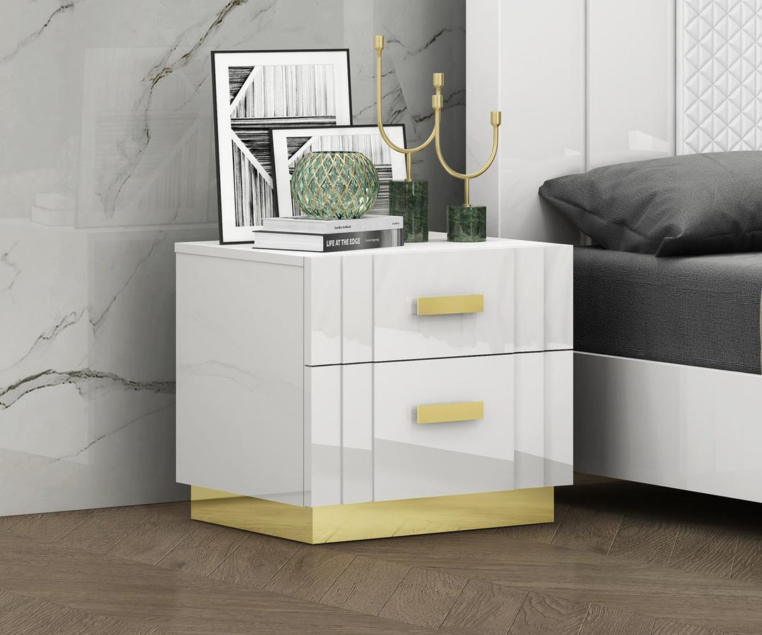 Jedd Nightstand With 2 Spacious Drawers | Available in Grey, Black & White Colors