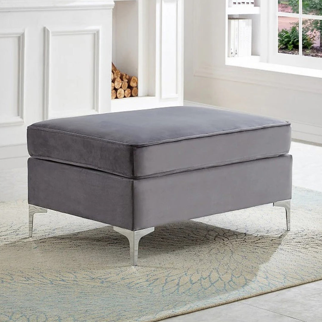 Brett 3-Piece Sofa Set With Storage Ottoman & Velvet Upholstery - Grey