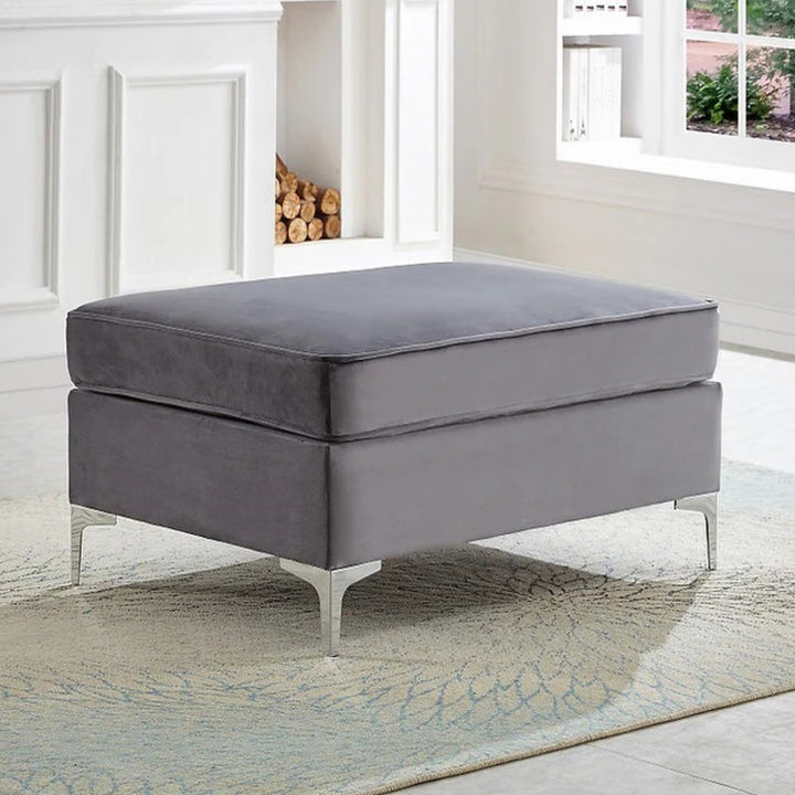 Brett 3-Piece Sofa Set With Storage Ottoman & Velvet Upholstery - Grey