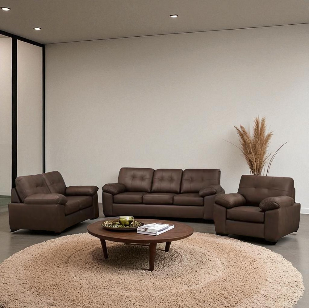 Diora 3-Piece Sofa Set In Fabric Upholstery - Chocolate