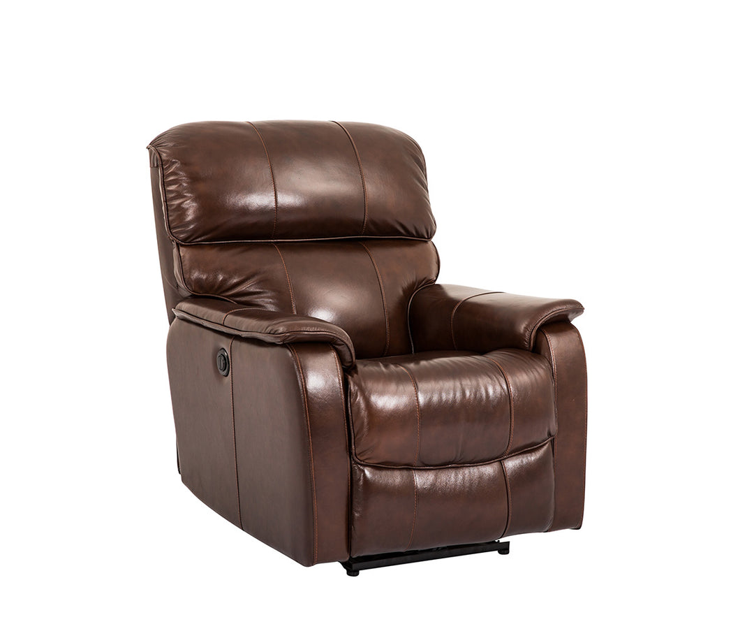 Vellum Power Recliner Chair in Leathaire Upholstery - Brown | Sleek & Relaxing With Gliding Motion