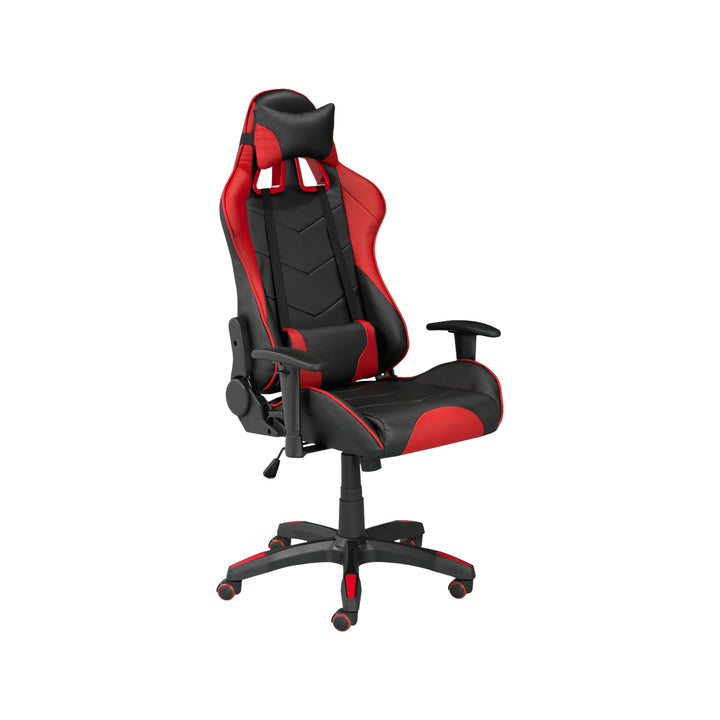 Maverick Ergonomic Gaming Chair In Faux Leather Upholstery - Black/ Red
