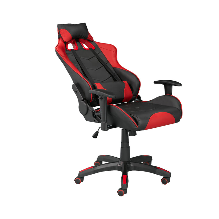 Maverick Ergonomic Gaming Chair In Faux Leather Upholstery - Black/ Red