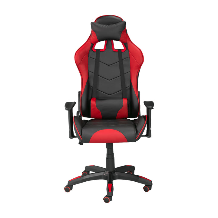 Maverick Ergonomic Gaming Chair In Faux Leather Upholstery - Black/ Red